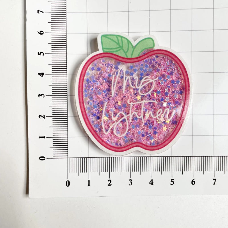 Wholesale 20PCS Teacher Acrylic Quicksand Rotatable ID Buckle